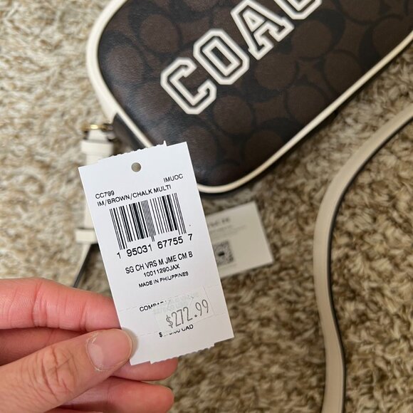 Coach Mini Jamie Camera Bag In Signature Canvas With Varsity Motif - Picture 11 of 12